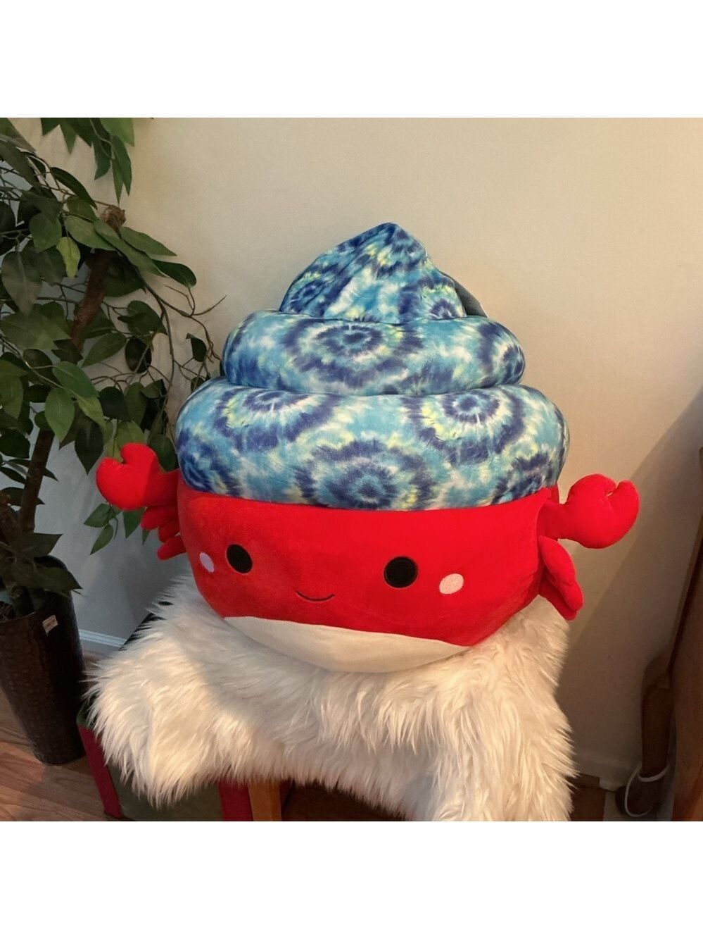 Squishmallows Indie the Hermit Crab 20" Plush Red Tie-Dye Shell NWT
